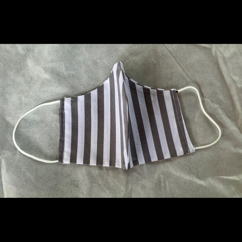 NWT Colorado made Gray & white Stripe mask
